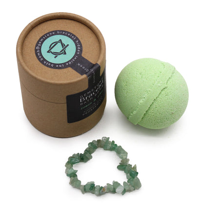 Set Bomba de Baño Lima Limón y Pulsera de Aventurina Verde