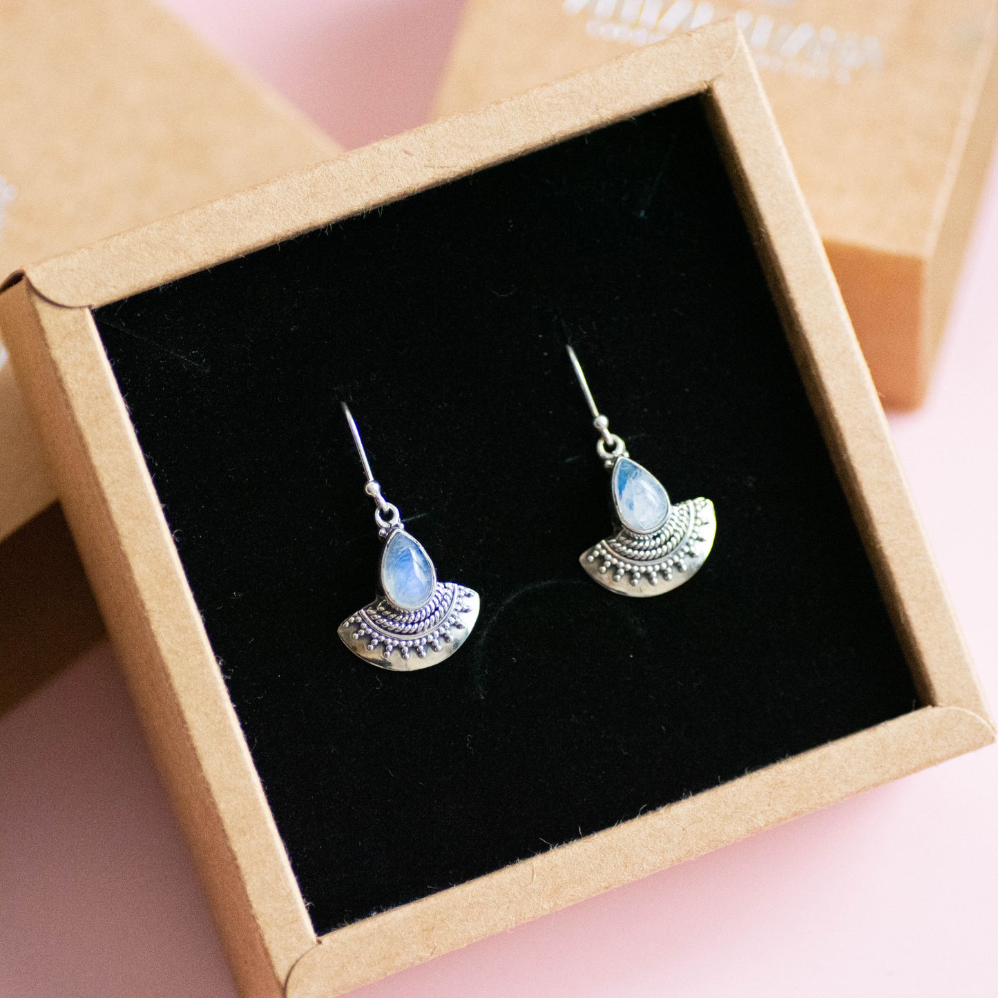 Pendientes ·Tara· de Piedra Luna y Plata de Ley